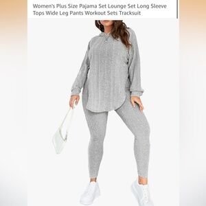 Women's Gray Knit Pants & Top Set